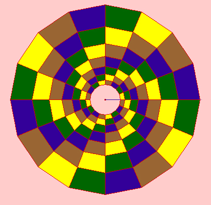 Mosaico en espiral basado en la espiral logarítmica