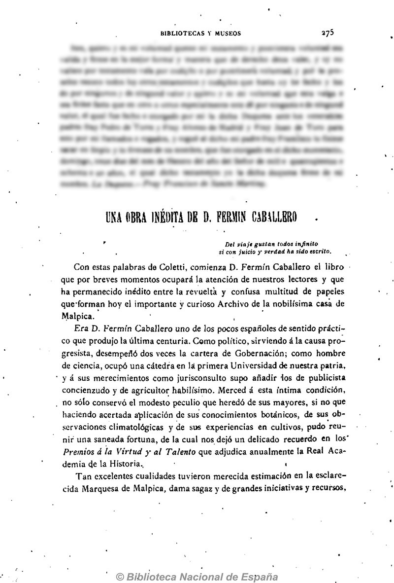 REVISTA DE ARCHIVOS, BIBLIOTECAS Y MUSEOS, AÑO VII.—ABRIL DE 1903.—Num. 4, NA OBRA INÉDITA DE D. FERMÍN CABALLERO
