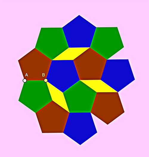 Mosaico dejando huecos con pentgonos