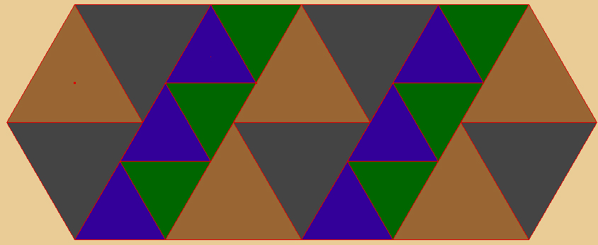 Mosaico con triángulos en la relación de tamños de 2 a 3 Mosaico con triángulos en la relación de tamños de 2 a 3