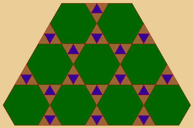 Mosaico con triángulos y hexágonos en la relación 1 a 2 Mosaico con triángulos y hexágonos en la relación 1 a 2