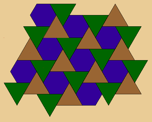 Mosaico con triángulos y hexágonos en la relación 2 a 1 Mosaico con triángulos y hexágonos en la relación 2 a 1