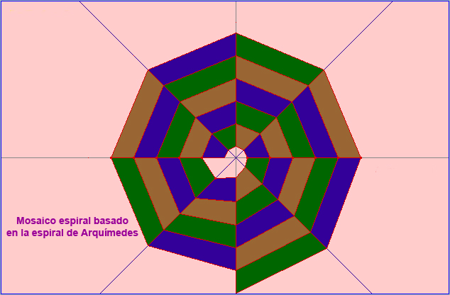 Mosaico espiral basada en la de Arquímedes