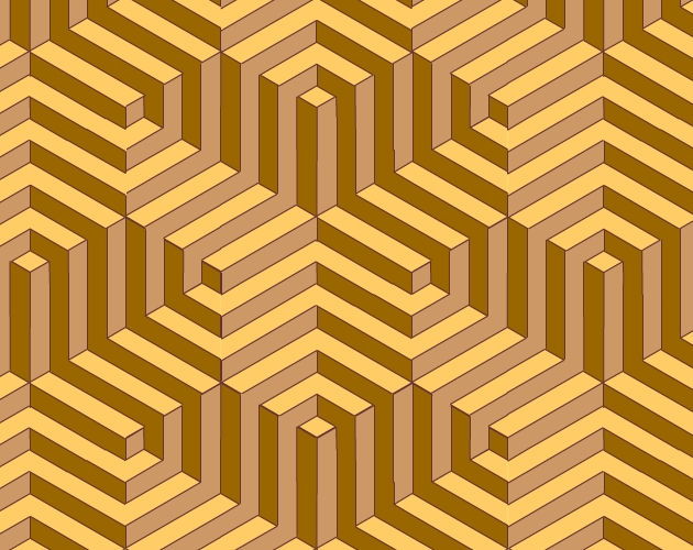 Mosaico laberíntico en perspectiva isométrica 
