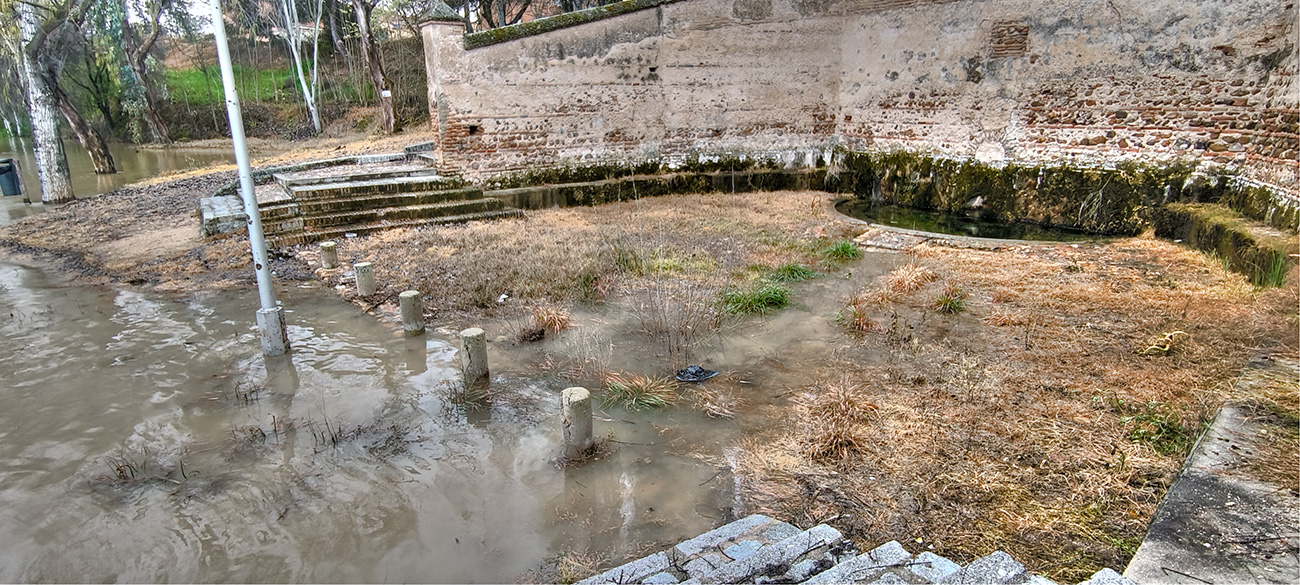 Nivel de las aguas del río Tajo en la fuente de los Tres Caños del 22-03-25 Nivel de las aguas del río Tajo en la fuente de los Tres Caños del 22-03-25
