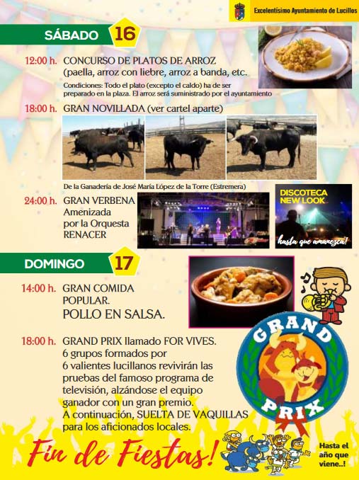 Programa de las fiestas en honor al Stmo. Cristo de la Toza en Lucillos (13 al 17 de Septiembre de 2017)