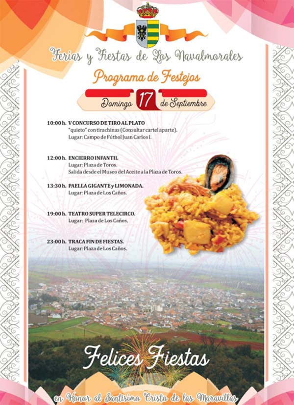 Programa de las fiestas en honor al Stmo. Cristo de las Maravillas en Los Navalmorales (13 al 17 de Septiembre de 2017)