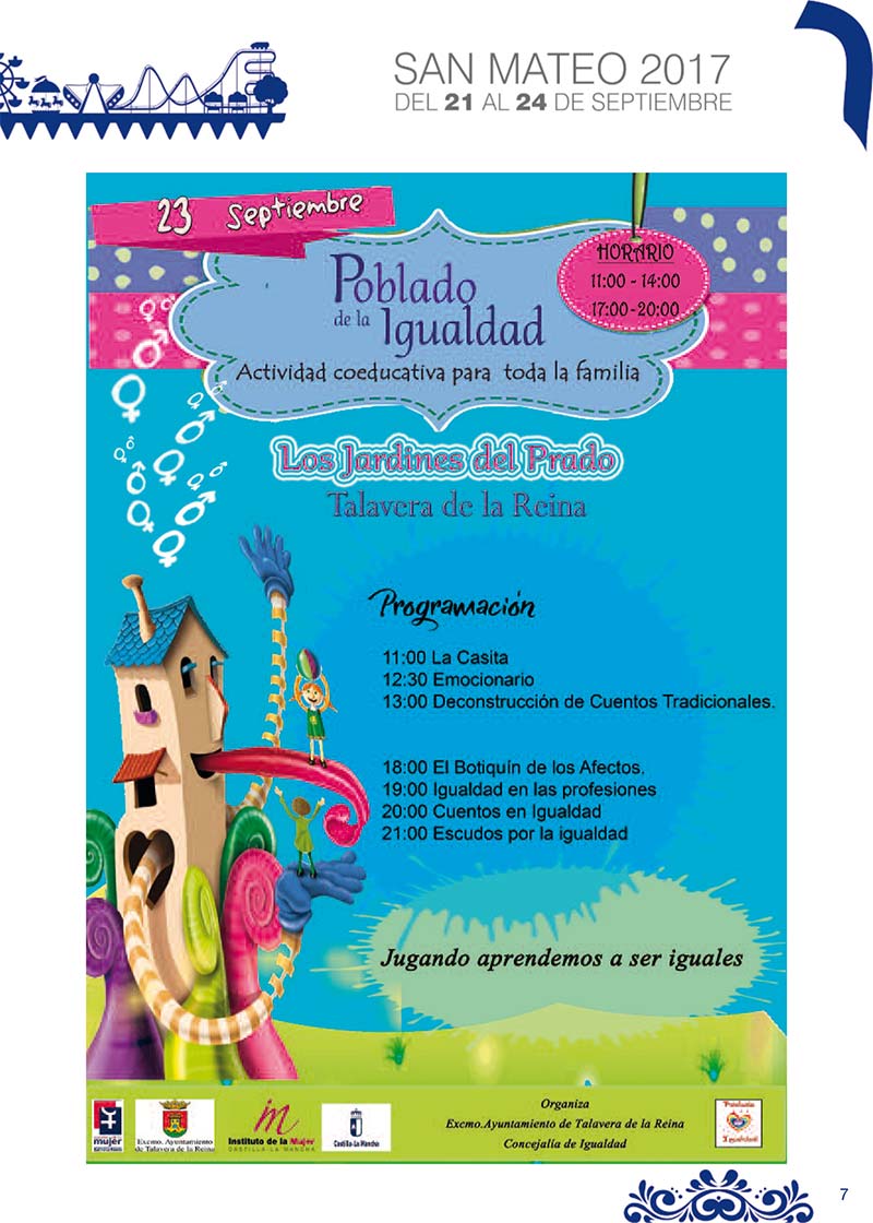 Programa de las fiestas en honor a San Mateo 2017 en Talavera de la Reina (Poblado de la igualdad)
