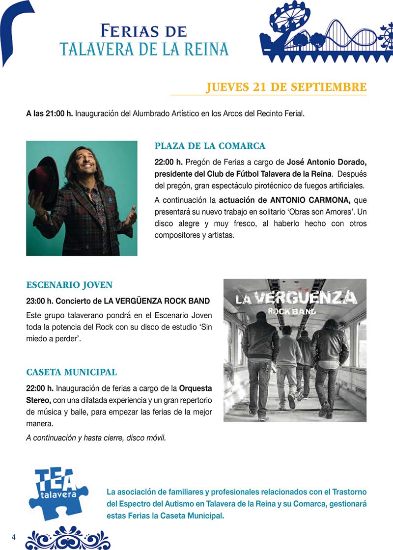 Programa de las fiestas en honor a San Mateo en Talavera de la Reina (jueves 21 de Septiembre de 2017)