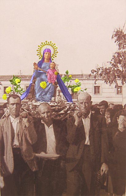 Primera procesión en Bernuy. Raimundo Pavón, el tío Langares y Eloy El Reque (años 50)