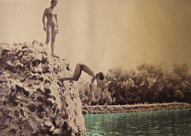 Bañistas en la zona del Peñón, Malpica de Tajo