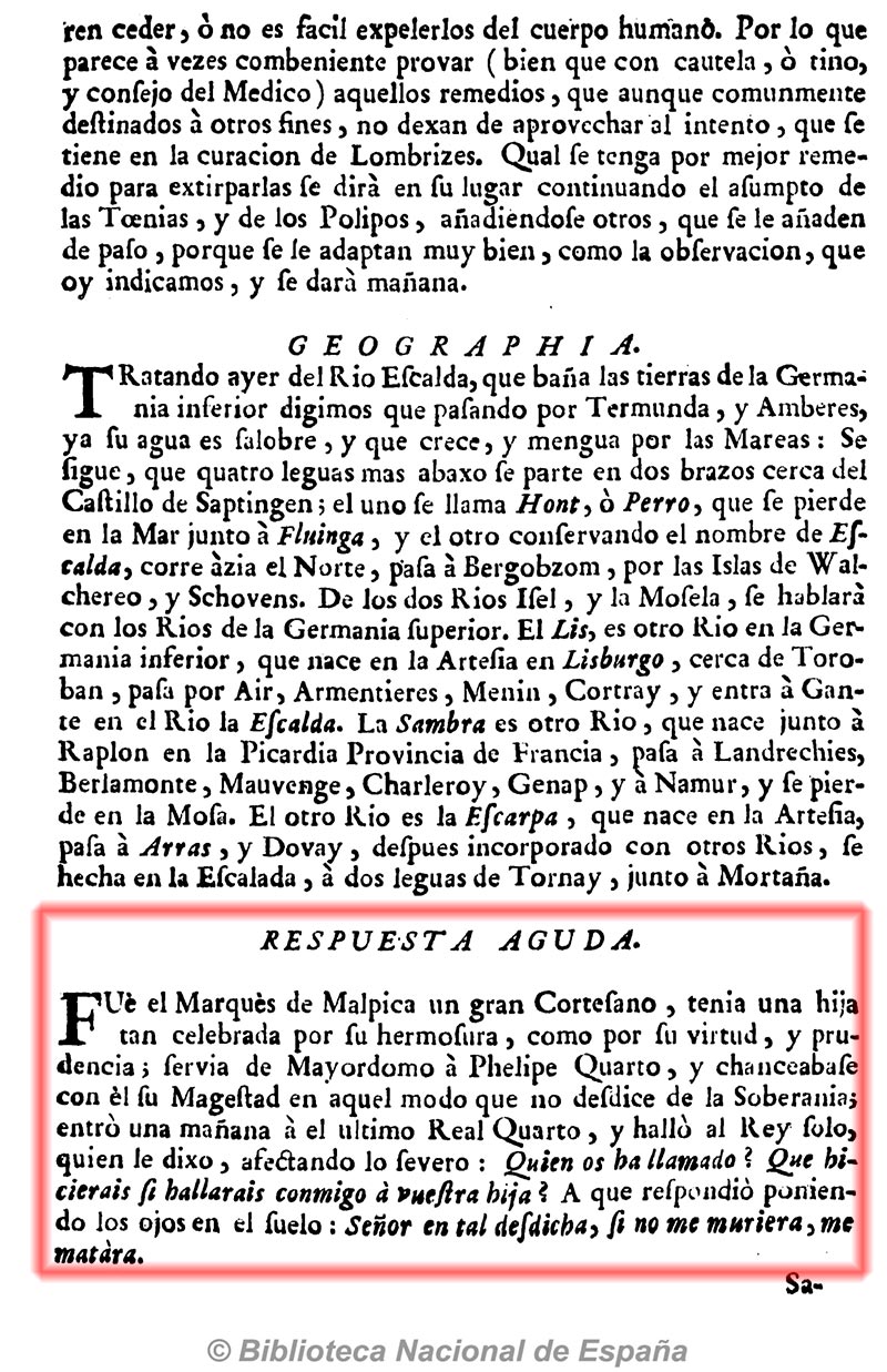 Diario curioso, histórico, erudito, comercial, civil y económico 17-8-1772, página 3. Respuesta aguda del marqués de Malpica Diario curioso, histórico, erudito, comercial, civil y económico 17-8-1772, página 3. Respuesta aguda del marqués de Malpica