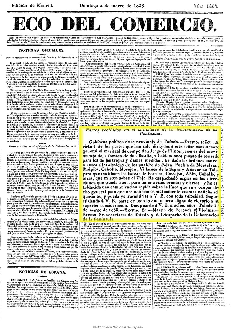 Crónica de la 1ª guerra carlista en los alrededores de Malpica Crónica de la 1ª guerra carlista en los alrededores de Malpica