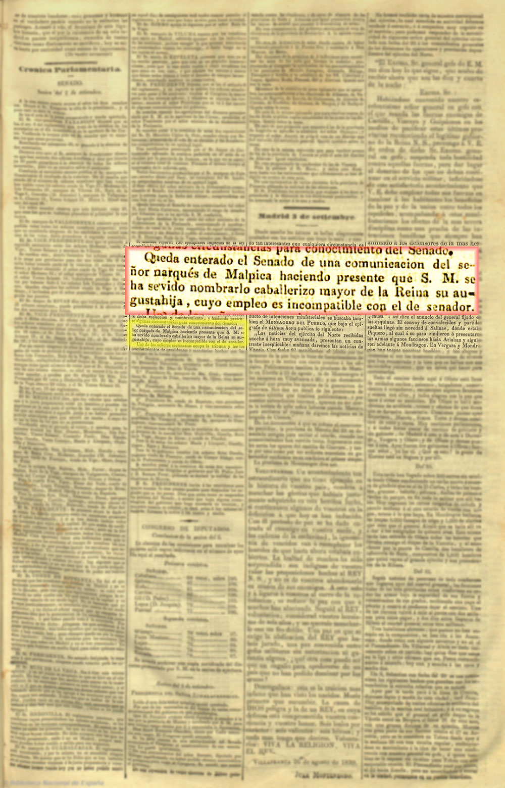 1839_9_3_ElCorreonacional_comunicacionnombramientoMM_caballerizo 1839_9_3_ElCorreonacional_comunicacionnombramientoMM_caballerizo