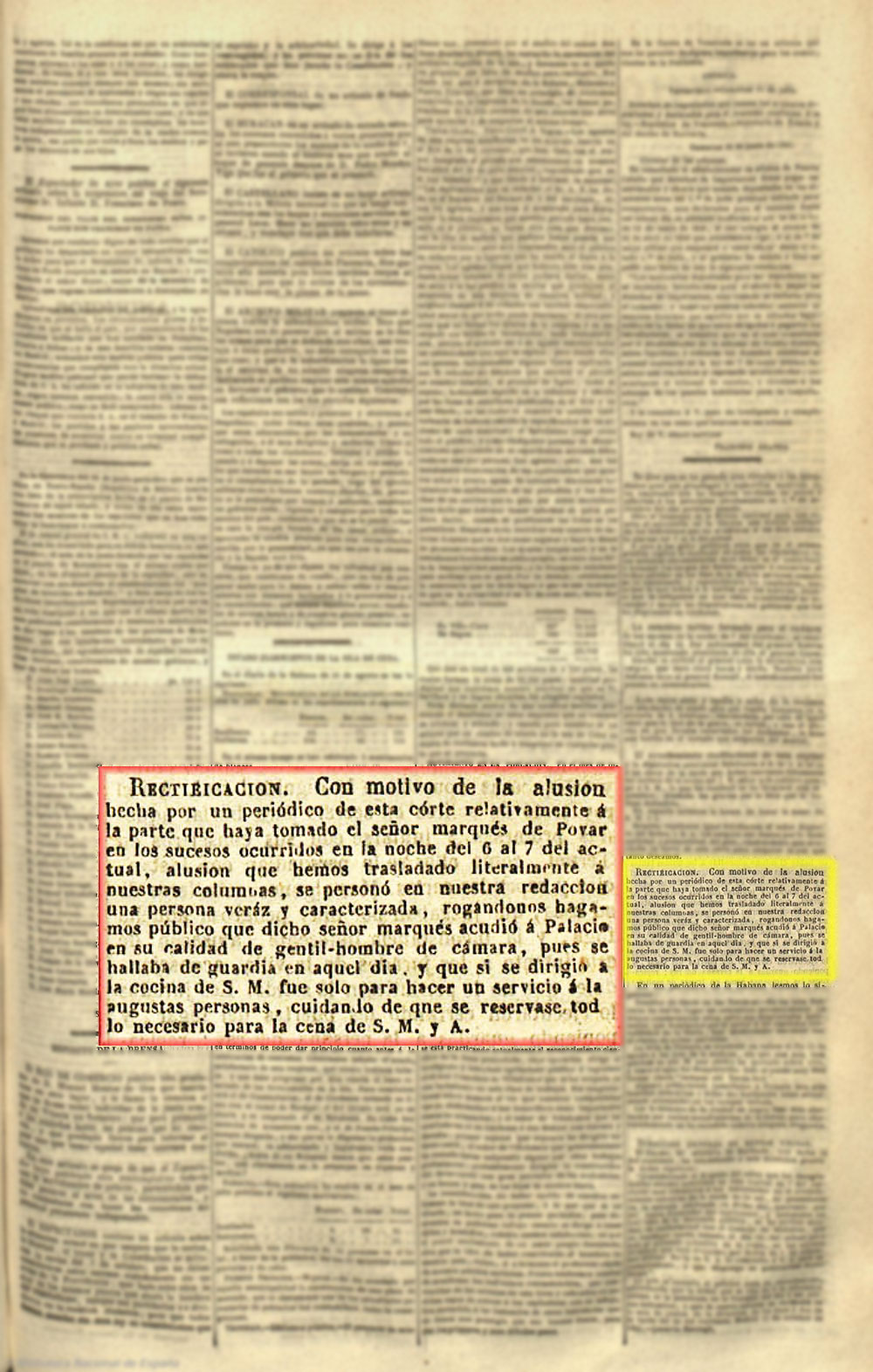 Pormenores aparecidos, el 12-10-1841, en el periódico el Correo Nacional sobre el asalto al Palacio Real del 7-10-1841 Pormenores aparecidos, el 12-10-1841, en el periódico el Correo Nacional sobre el asalto al Palacio Real del 7-10-1841
