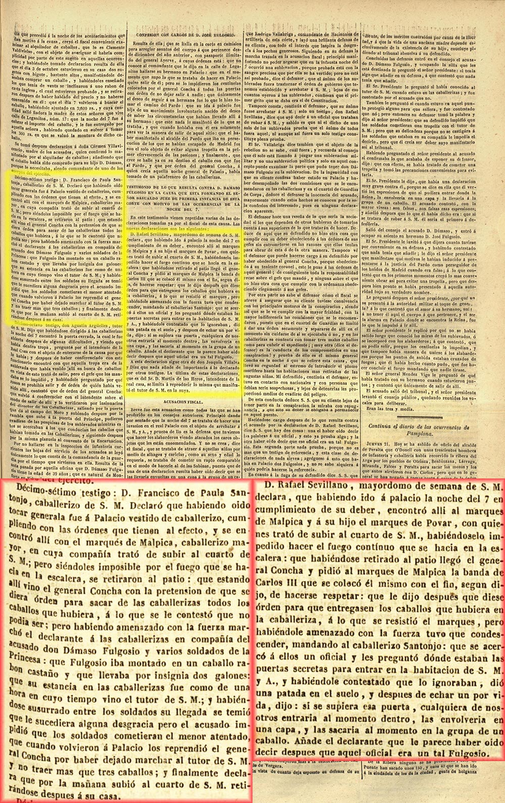 Consejo de guerra sobre la causa de D. Dámaso y D. José Fulgosio sobre los sucesos del 7 de octubre (asalto al Palacio Real). El correo nacional 1-11-1841, página 2/2 Consejo de guerra sobre la causa de D. Dámaso y D. José Fulgosio sobre los sucesos del 7 de octubre (asalto al Palacio Real). El correo nacional 1-11-1841, página 2/2