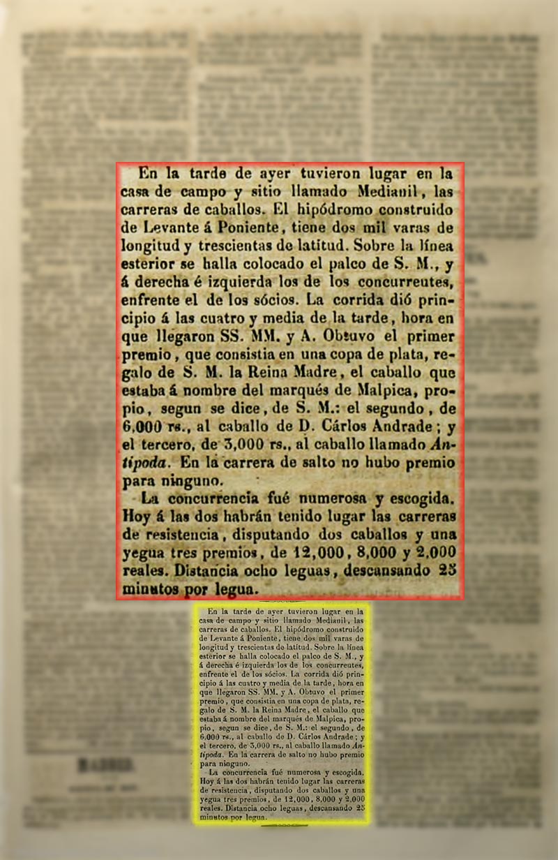 El Castellano 8/5/1845 La reina Isabel II y su s´quito en las carreras de caballos El Castellano 8/5/1845 La reina Isabel II y su s´quito en las carreras de caballos