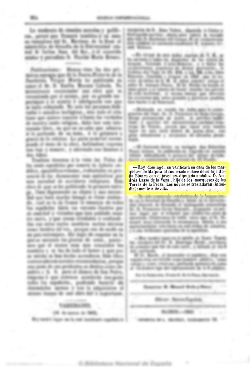 Escenas contemporáneas. 12/3/1862, n.º 8, página 52. Boda de la marquesa de Cubas Escenas contemporáneas. 12/3/1862, n.º 8, página 52. Boda de la marquesa de Cubas
