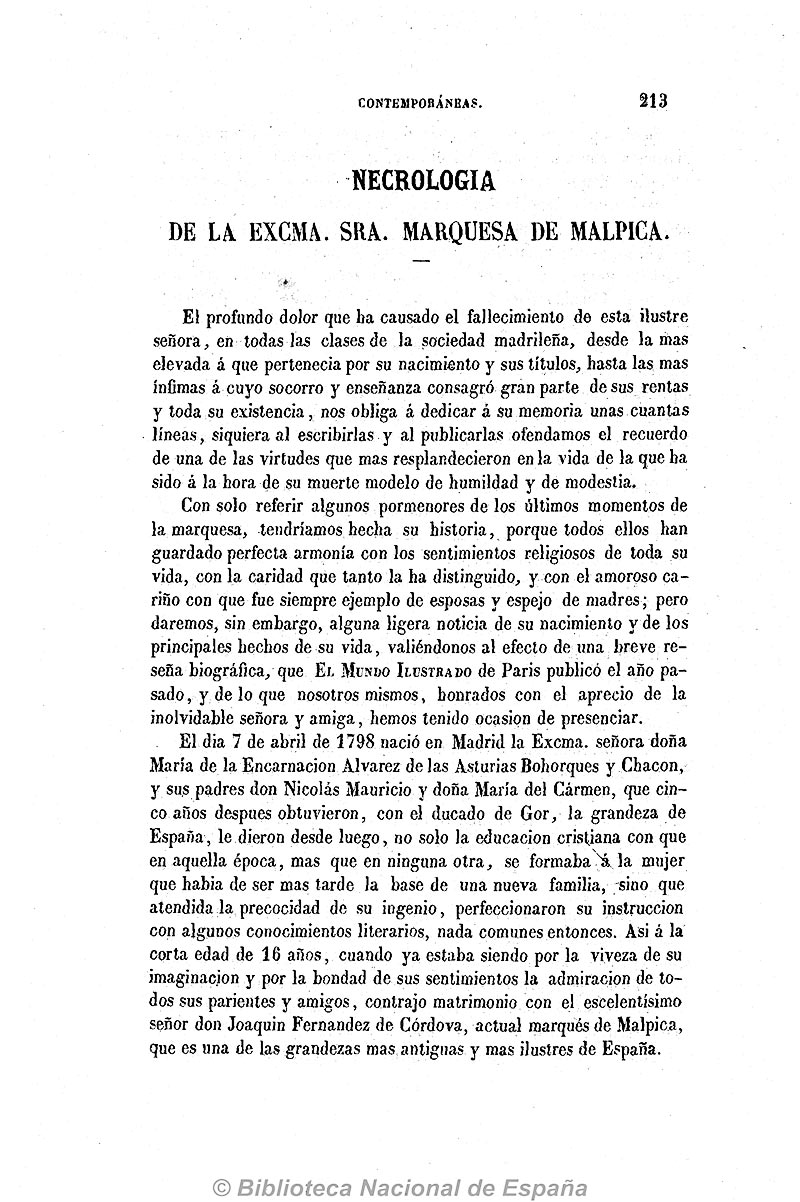 Escenas Contemporáneas en 1863. necrológica de Doña María de la Encarnación Álvarez de las Asturias Bohórquez y Chacón-1 Escenas Contemporáneas en 1863. necrológica de Doña María de la Encarnación Álvarez de las Asturias Bohórquez y Chacón-1
