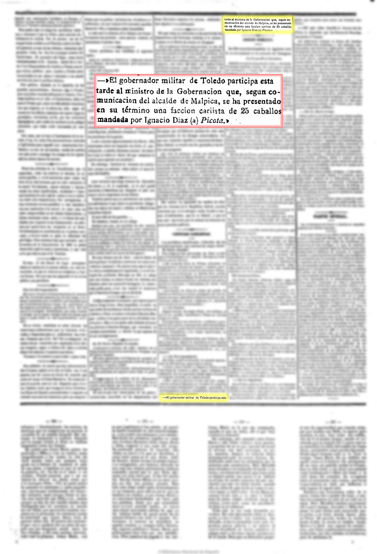 La Esperanza. 25/9/1873, página 2. Segunda guerra carlista en Malpica. La Esperanza. 25/9/1873, página 2. Segunda guerra carlista.