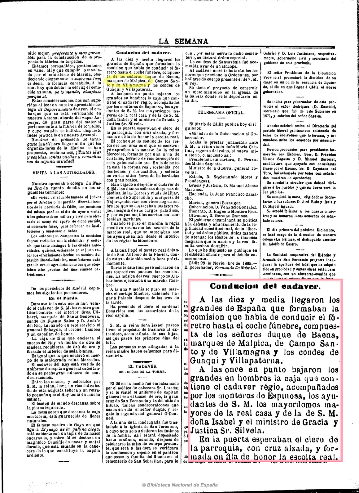 La Semana 29_11_1885, página 3. Comitiva fúnebre de Alfonso XII La Semana 29_11_1885, página 3. Comitiva fúnebre de Alfonso XII