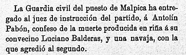 Otro asesinato con navaja en 1898. Otro asesinato con navaja en 1898