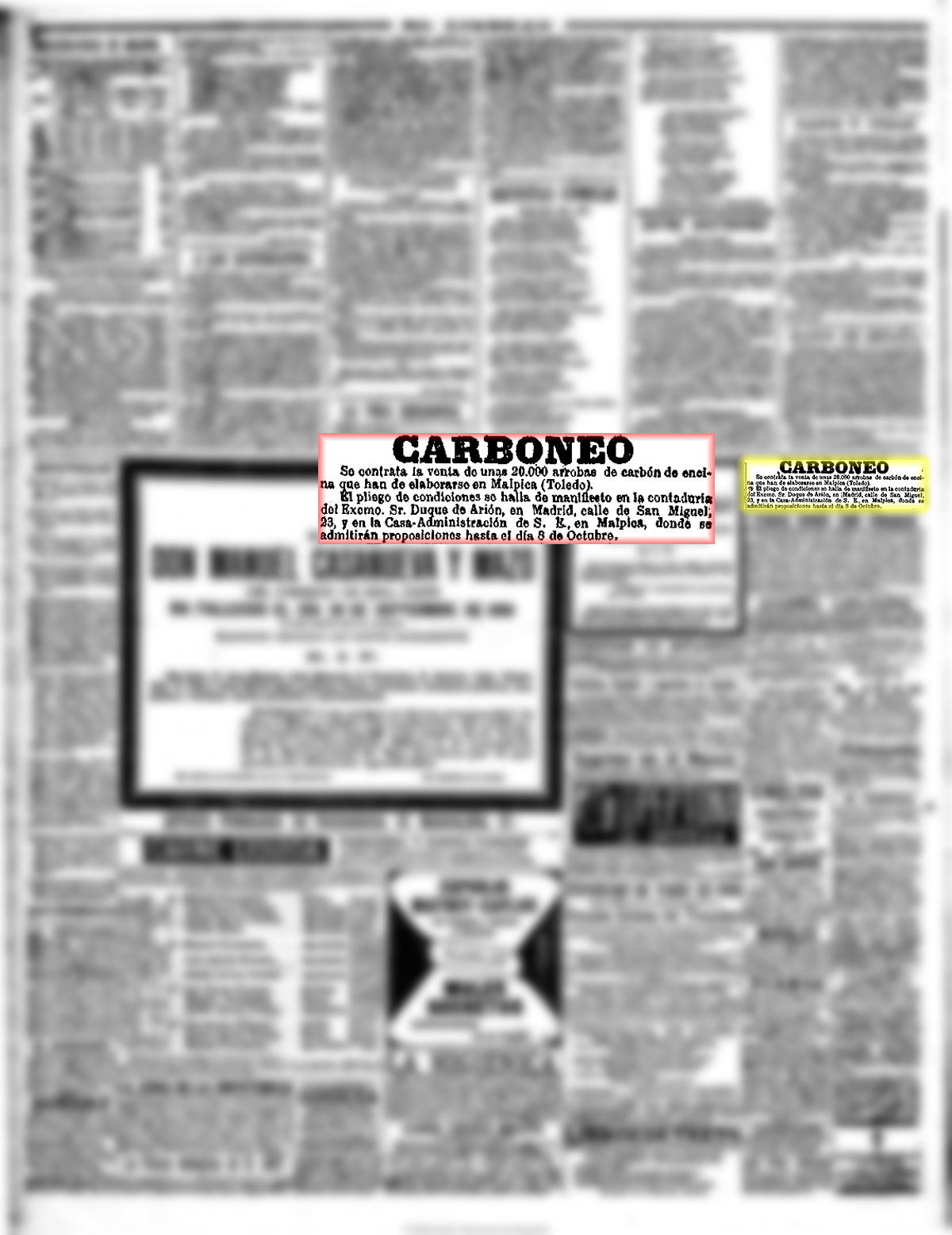 El Liberal 29-9-1899, página 4. Carboneo en Valdepusa El Liberal 29-9-1899, página 4. Carboneo en Valdepusa