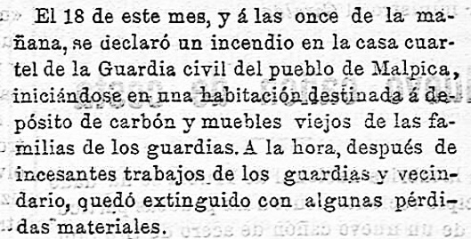 Incendio en el cuartel de Malpica de Tajo. La Campana Gorda: Año VIII Número 332 - 1899 mayo 23 Incendio en el cuartel de Malpica de Tajo. La Campana Gorda: Año VIII Número 332 - 1899 mayo 23