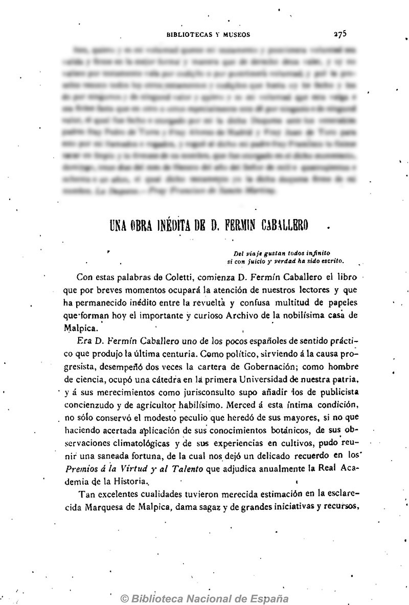 REVISTA DE ARCHIVOS, BIBLIOTECAS Y MUSEOS, AÑO VII.—ABRIL DE 1903.—Num. 4, NA OBRA INÉDITA DE D. FERMÍN CABALLERO REVISTA DE ARCHIVOS, BIBLIOTECAS Y MUSEOS, AÑO VII.—ABRIL DE 1903.—Num. 4, NA OBRA INÉDITA DE D. FERMÍN CABALLERO