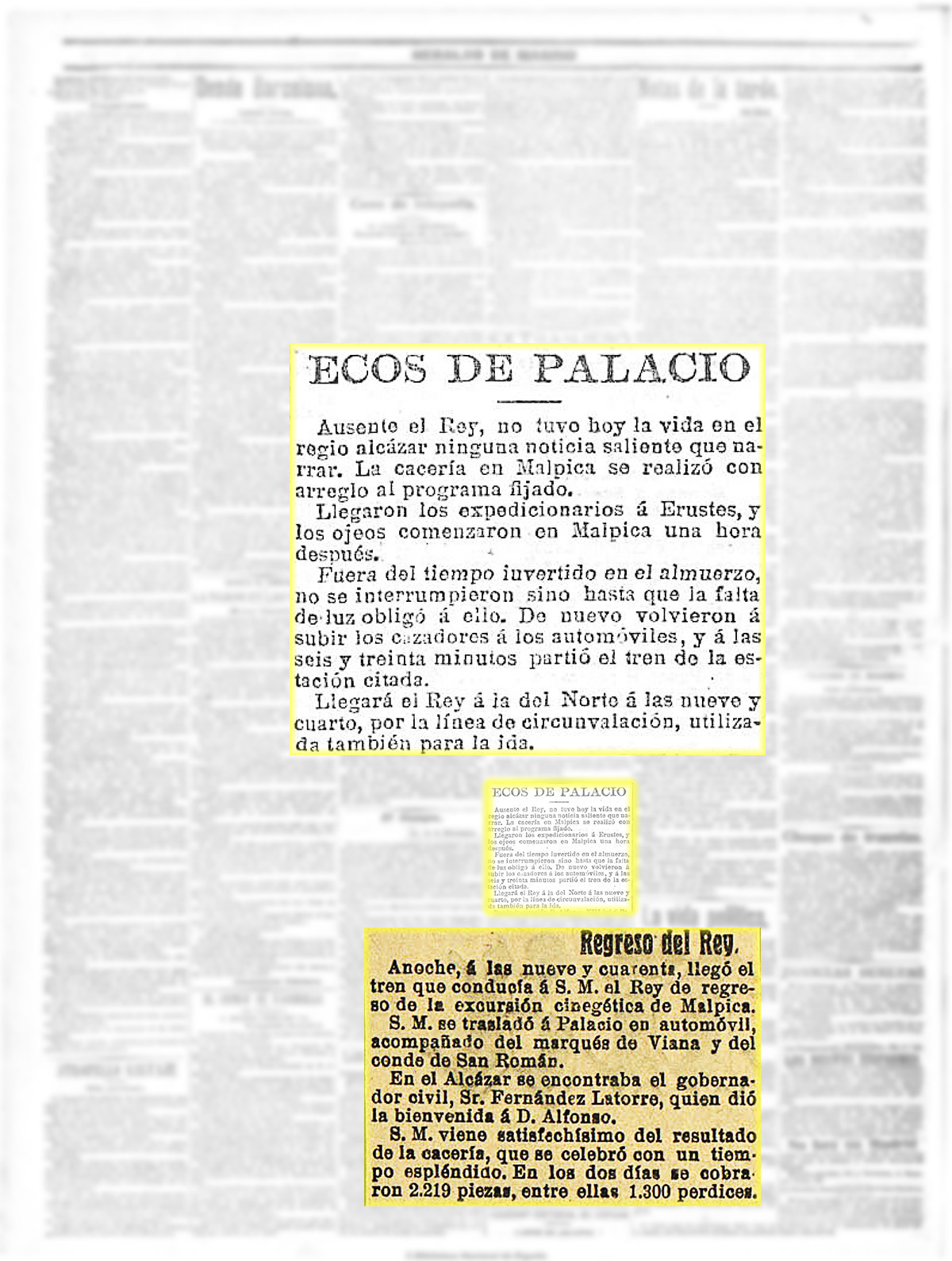El Heraldo de Madrid 15-11-1908. Crónica de otra tercera cacería regia en Malpica y Valdepusa El Heraldo de Madrid 15-11-1908. Crónica de otra tercera cacería regia en Malpica y Valdepusa