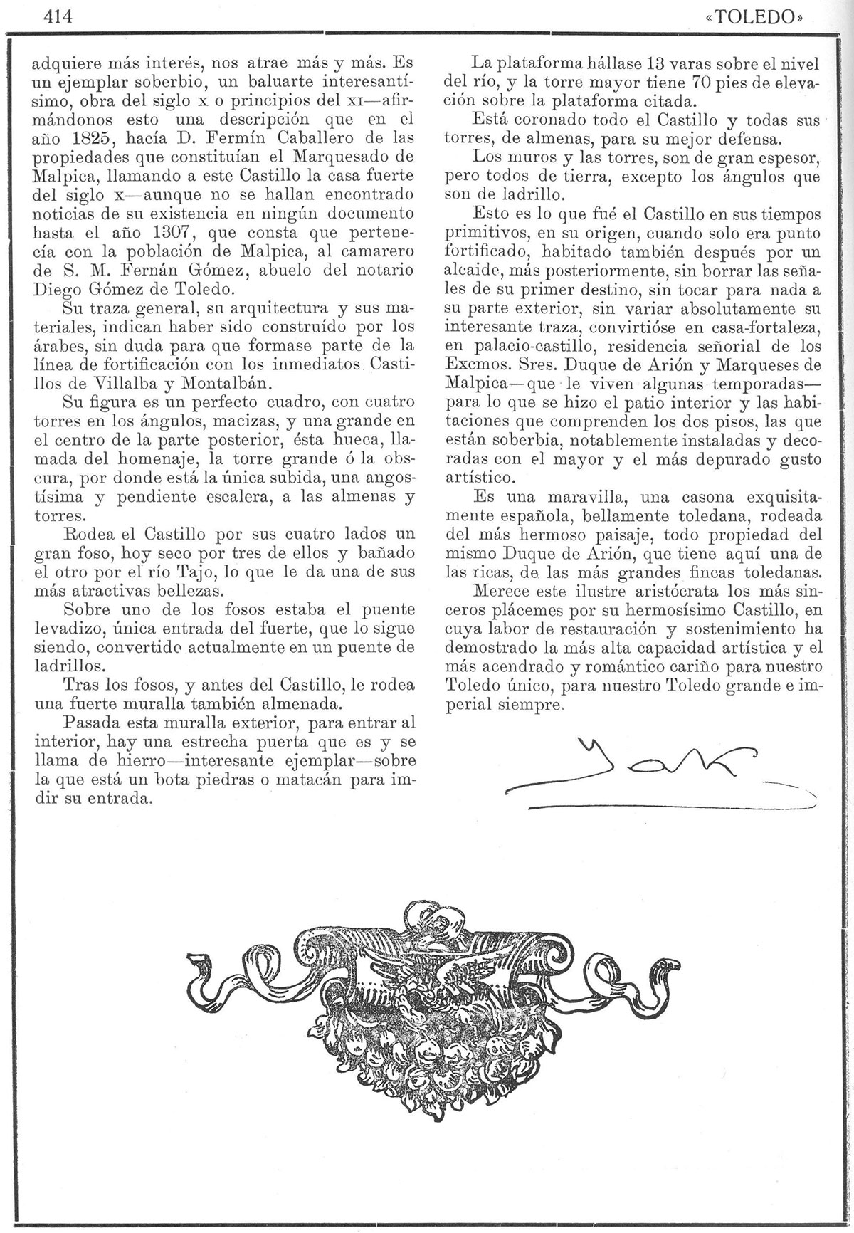 Castillos toledanos: El de Malpica de Tajo del duque de Arión. Toledo: Revista de Arte. 1/7/1922 Castillos toledanos: El de Malpica de Tajo del duque de Arión. Toledo: Revista de Arte. 1/7/1922