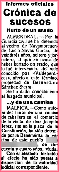 Hurto de una camisa en el comercio de la viuda de D. Joaquín Jerez. El Castellano, 27/1/1927 Hurto de una camisa en el comercio de la viuda de D. Joaquín Jerez. El Castellano, 27/1/1927