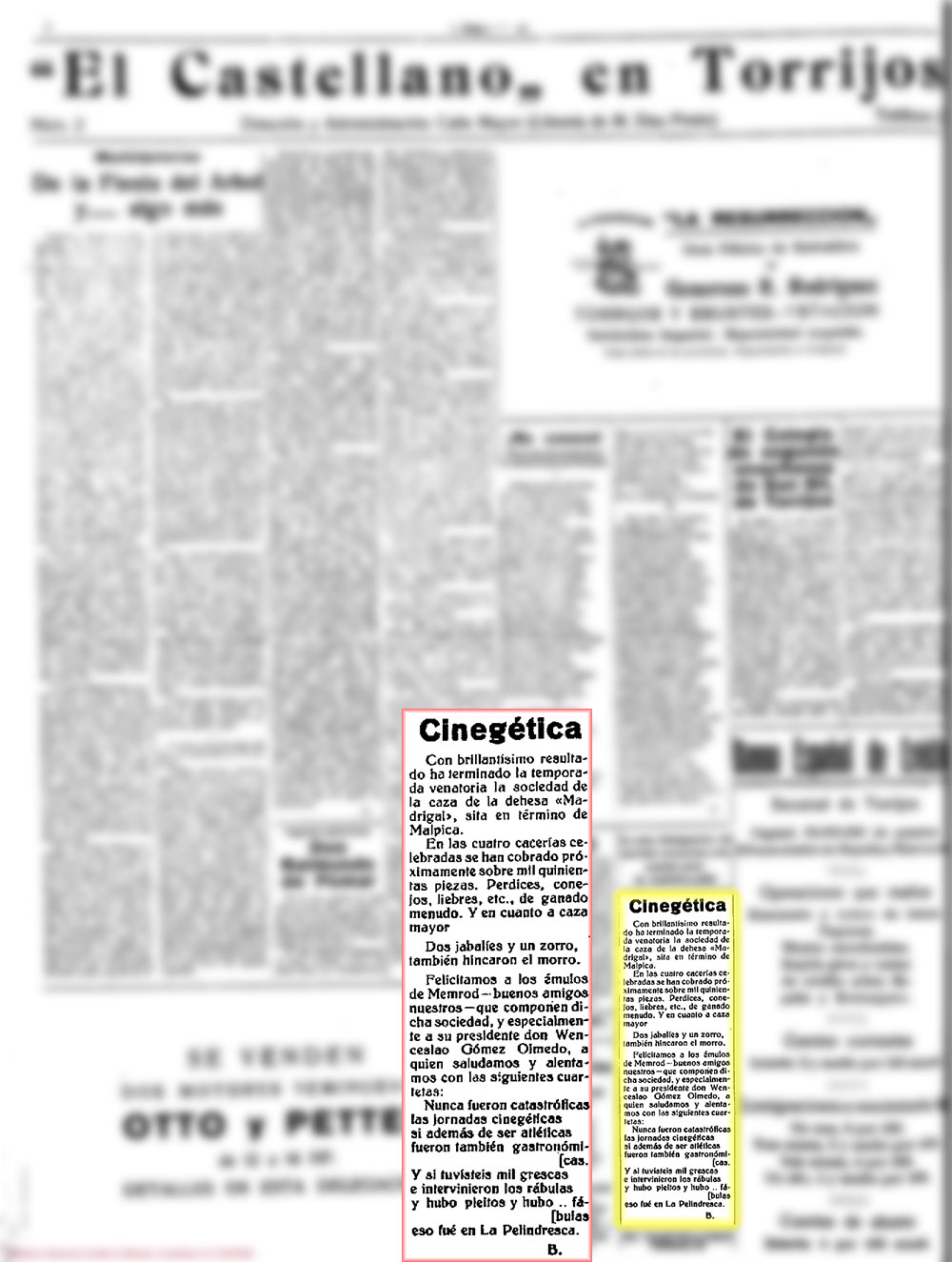 Cacería en Madrigal. el Castellano, 21-2-1928 Cacería en Madrigal. el Castellano, 21-2-1928