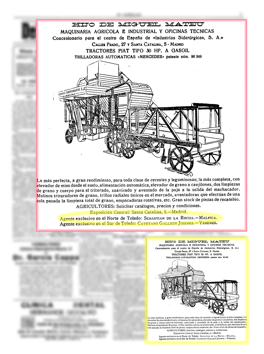 Anuncio de maquinaria agrícola. El Castellano. 7/4/1930 Anuncio de maquinaria agrícola. El Castellano. 7/4/1930