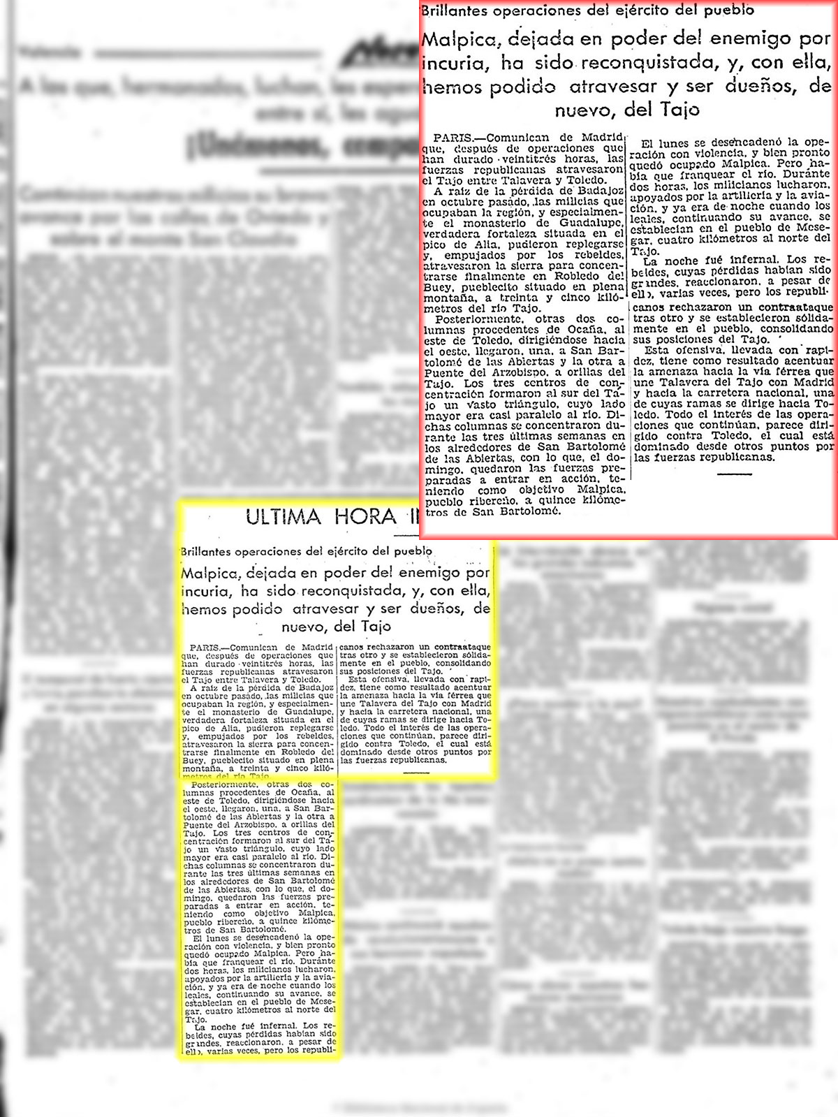 Nosotros 4-3-1937, página5. Operaciones militares en los alrededores de Malpica Nosotros 4-3-1937, página5. Operaciones militares en los alrededores de Malpica