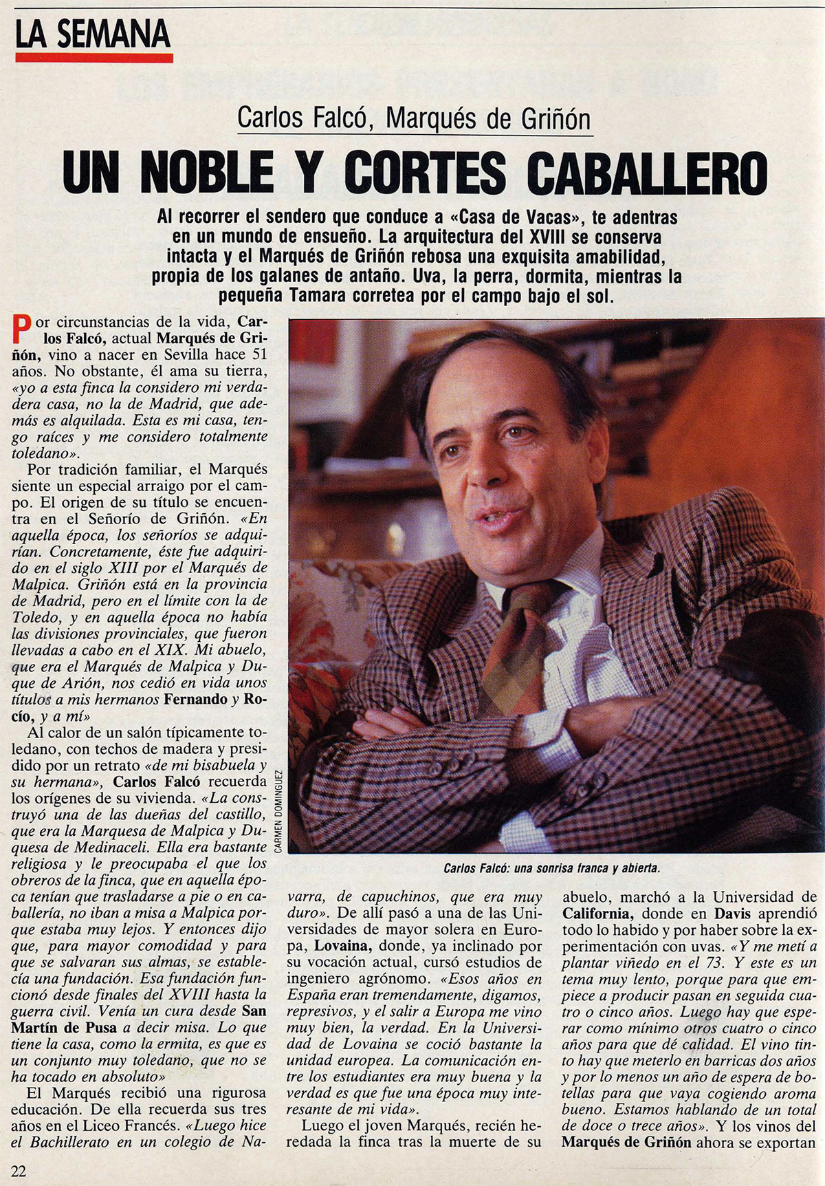 Entrevista al marqués de Griñón, Semana 05-03-1988 Entrevista al marqués de Griñón, Semana 05-03-1988