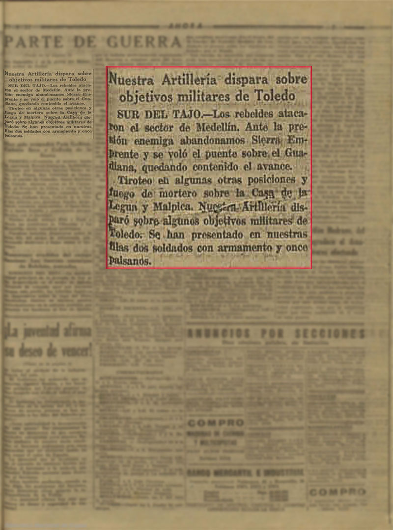 Parte de guerra- AHORA, (27/08/37) Parte de guerra- AHORA, (27/08/37)
