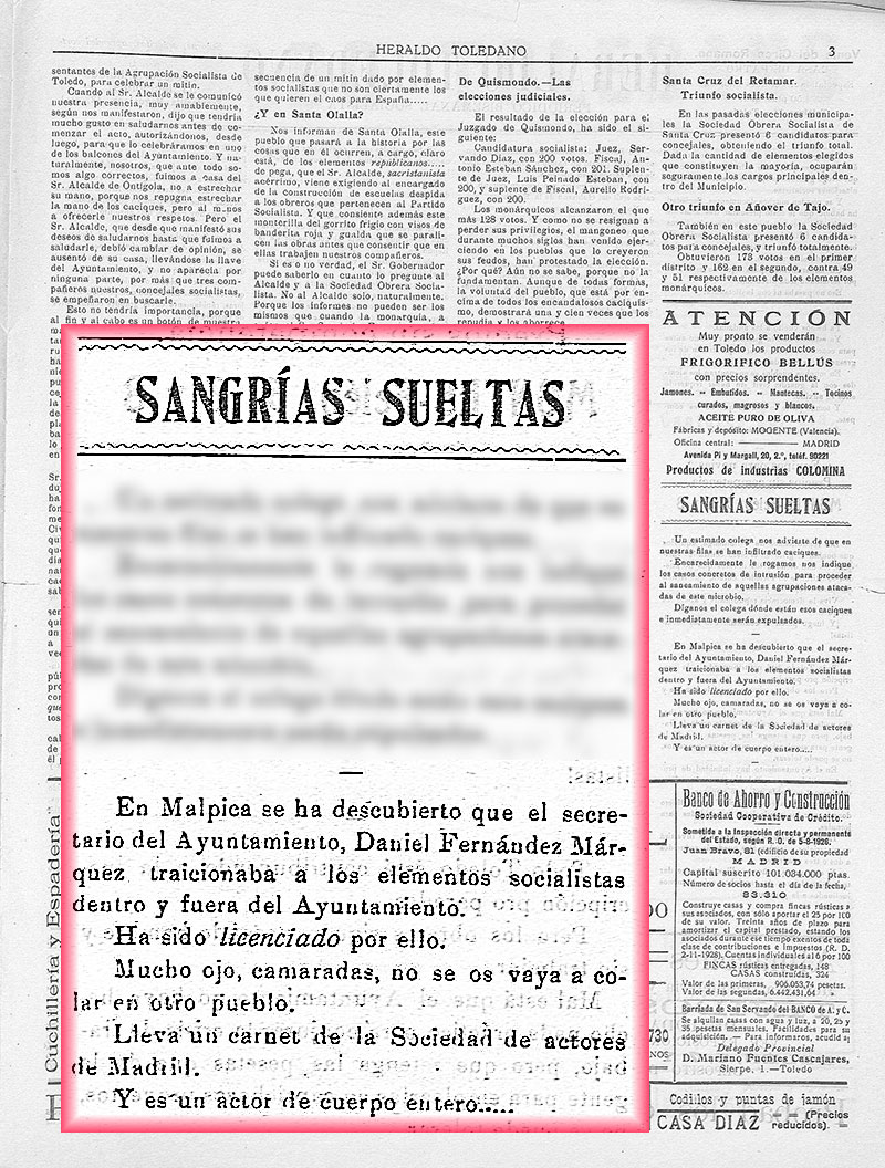 Sangrías sueltas. El heraldo toledano (11-06-1931)