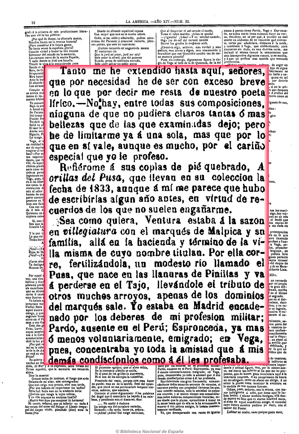 La América 13-12-1870. A orillas del Pusa La América 13-12-1870. A orillas del Pusa