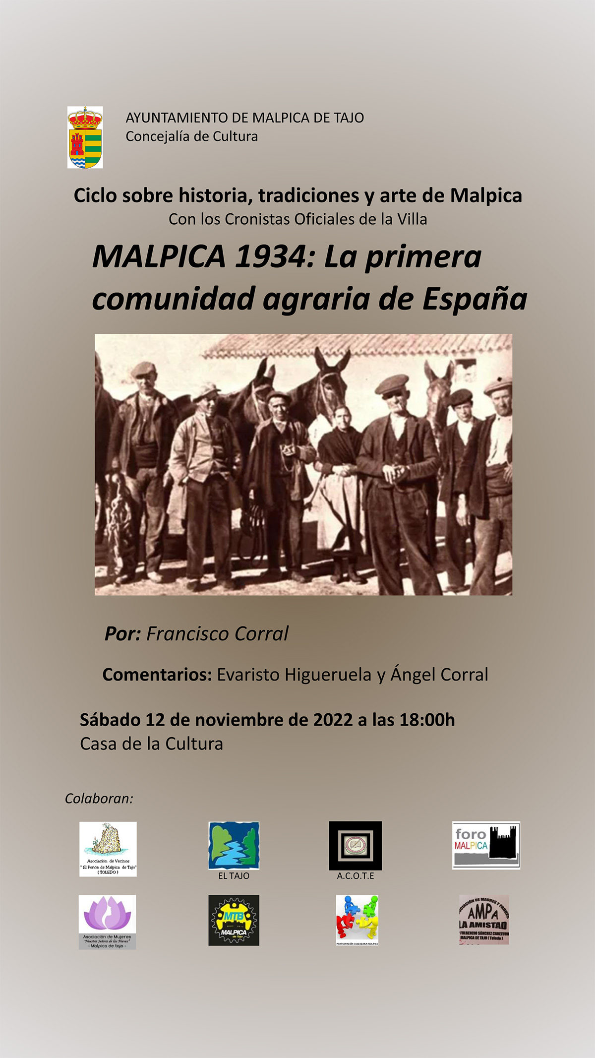 Cartel anunciador de la charla-coloquio de Francisco Corral Cartel anunciador de la charla-coloquio de Francisco Corral