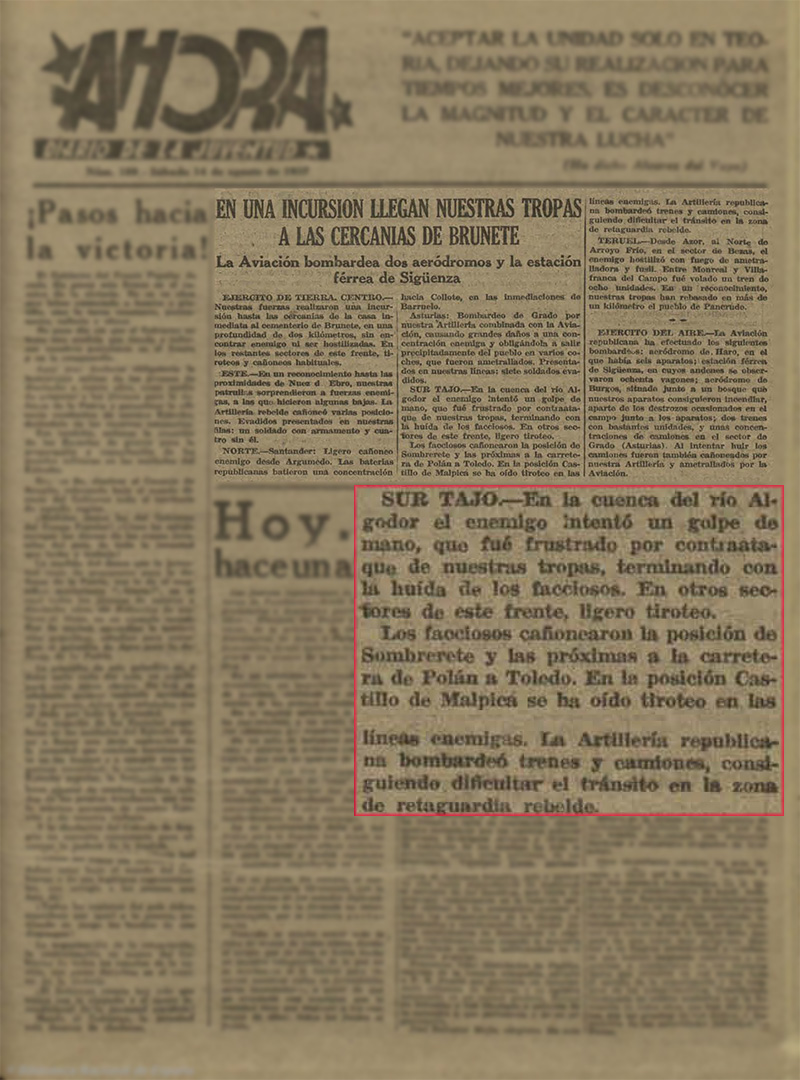 Disparos en el frente de Malpica (14/08/37) Disparos en el frente de Malpica (14/08/37)