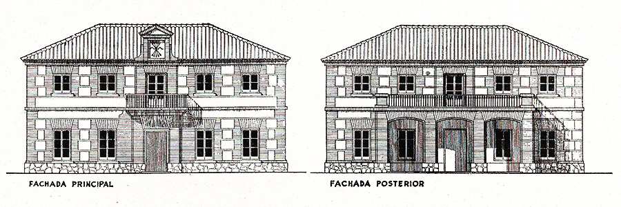 Croquis del proyecto de reforma de la sede de la Falange Española Tradicionalista (F.E.T.), Malpica de Tajo, 1944