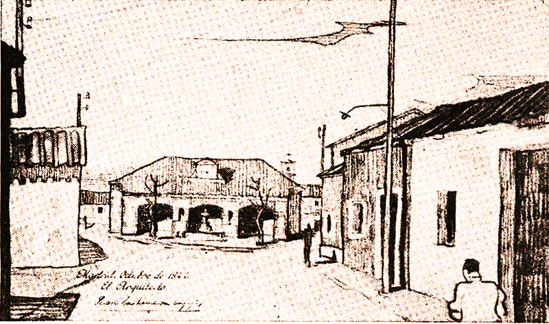 Boceto del proyecto de la sede de la Falange Española Tradicionalista (F.E.T.), Malpica de Tajo, 1944