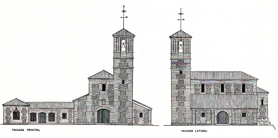 Boceto de la iglesia vista del proyecto de 1944 Boceto de la iglesia vista del proyecto de 1944