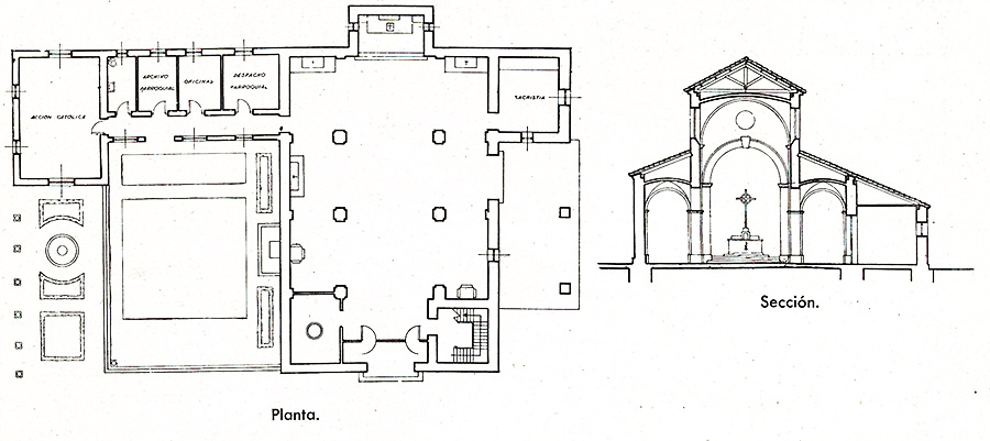 Croquis del proyecto de la iglesia de 1944 Croquis del proyecto de la iglesia de 1944