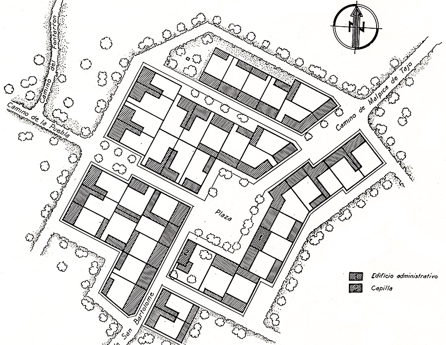 Plano del Proyecto fallido de 1944 de construcción del pueblo de colonización de Bernuy Plano del Proyecto fallido de 1944 de construcción del pueblo de colonización de Bernuy
