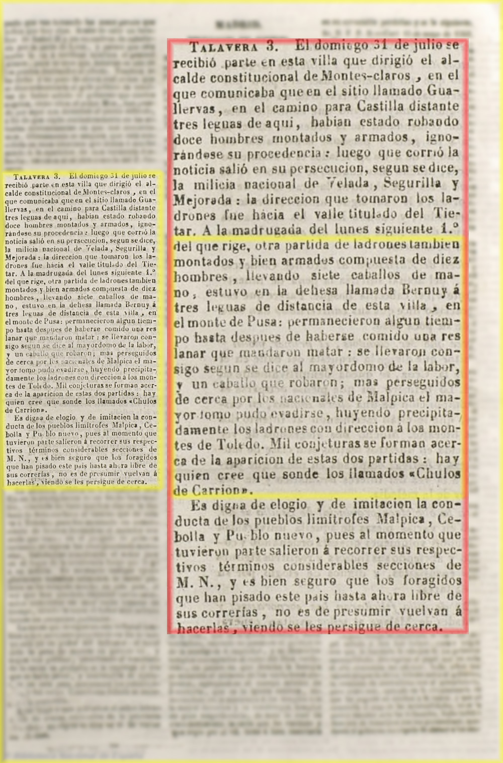 Incursión de bandoleros en 1842 por Pusa Incursión de bandoleros en 1842 por Pusa