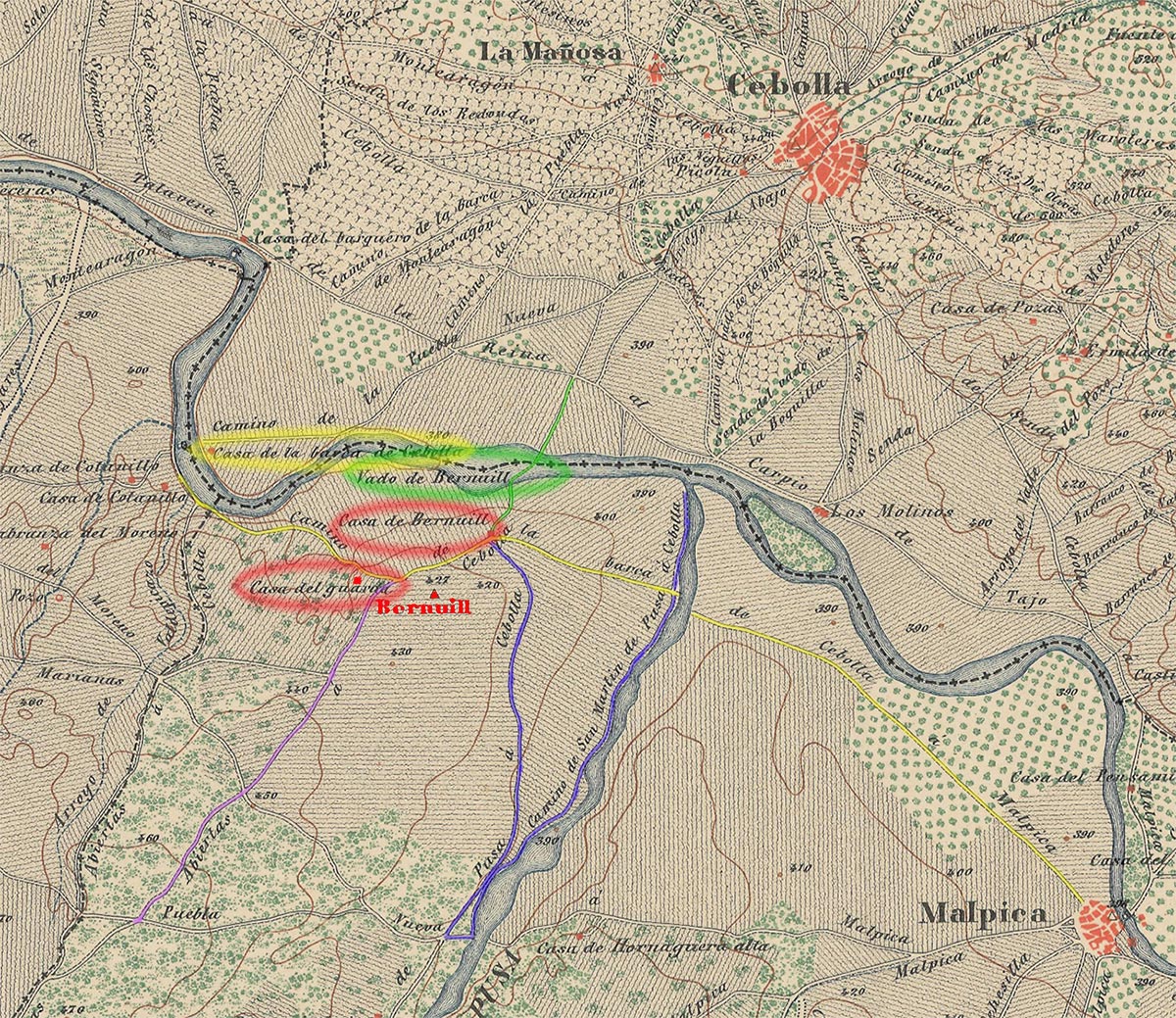recorte del mapa de la comarca de Talavera de la Reina elaborado por la Dirección general del Instituto Geográfico y Catastral en el año 1885 recorte del mapa de la comarca de Talavera de la Reina elaborado por la Dirección general del Instituto Geográfico y Catastral en el año 1885