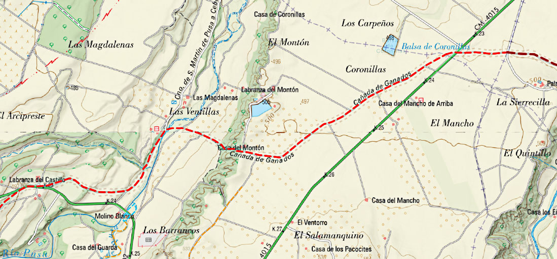 La cañada de Valdepusa en un mapa actual