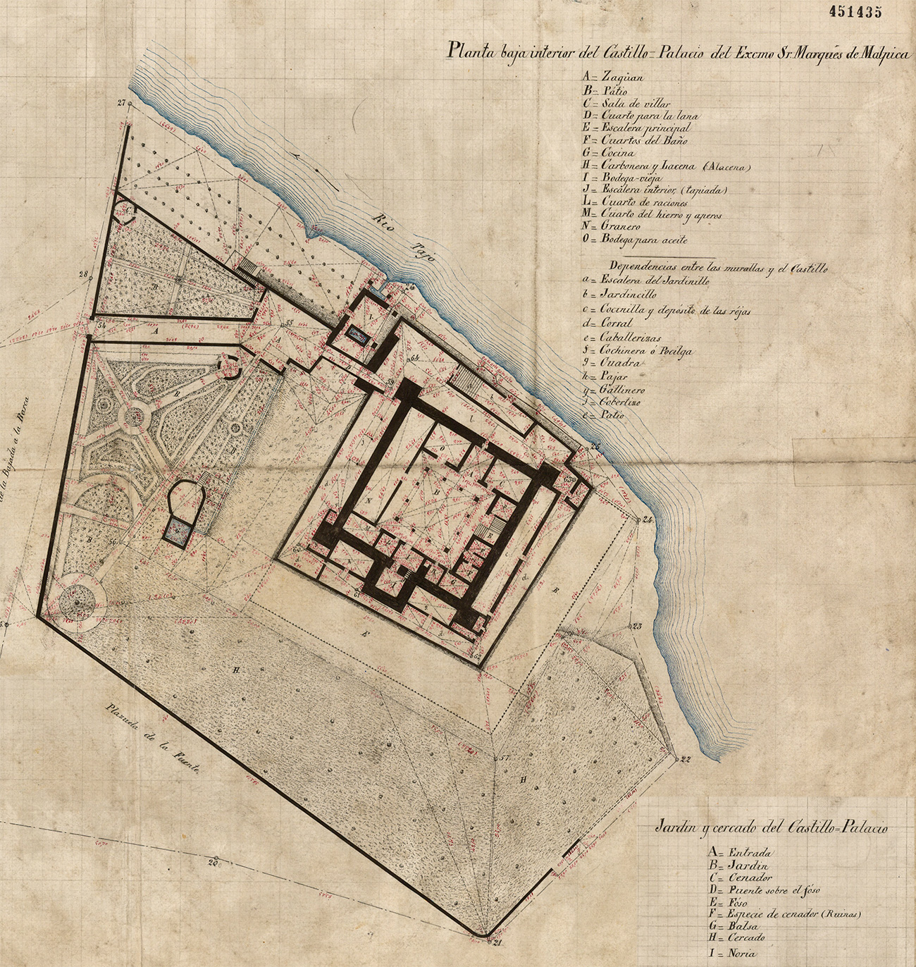 Plano 2ª planta del castillo de Malpica de Tajo según F. Caballero 